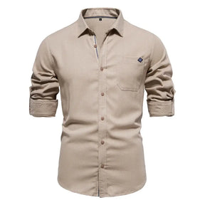 Camisa Masculina Casual 100% Algodão manga longa e fechamento com botões