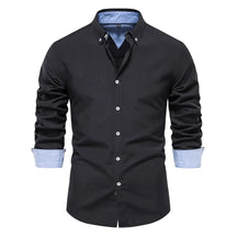 Camisa Masculina Casual oxford manga longa e fechamento com botões