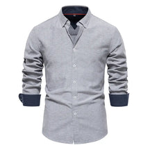 Camisa Masculina Casual oxford manga longa e fechamento com botões