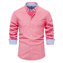 Camisa Masculina Casual oxford manga longa e fechamento com botões