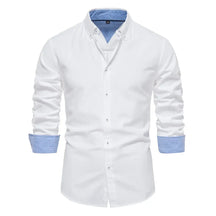 Camisa Masculina Casual oxford manga longa e fechamento com botões