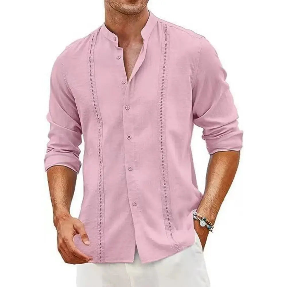 Camisa Masculina Casual Verão de manga longa 100% Algodão 