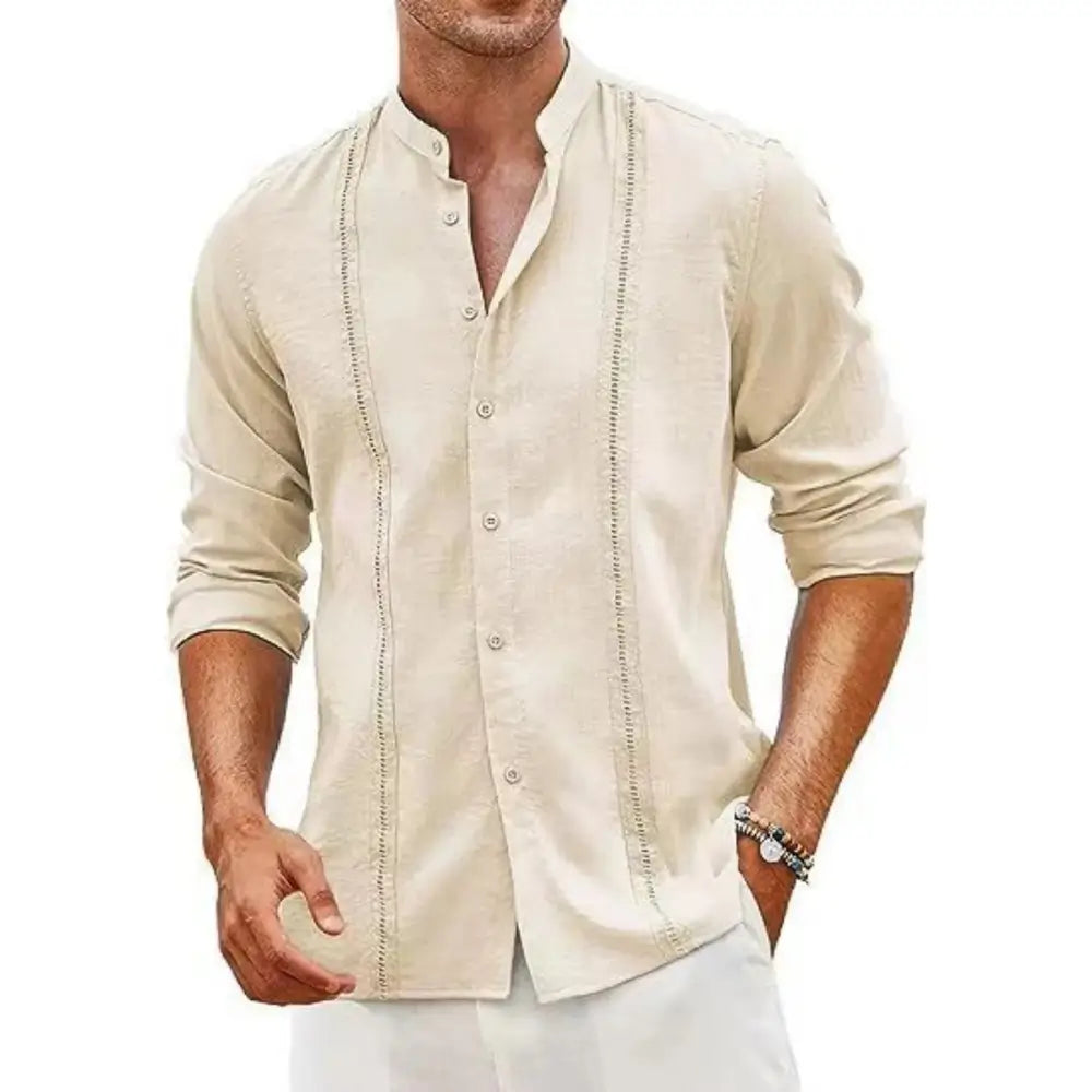 Camisa Masculina Casual Verão de manga longa 100% Algodão 