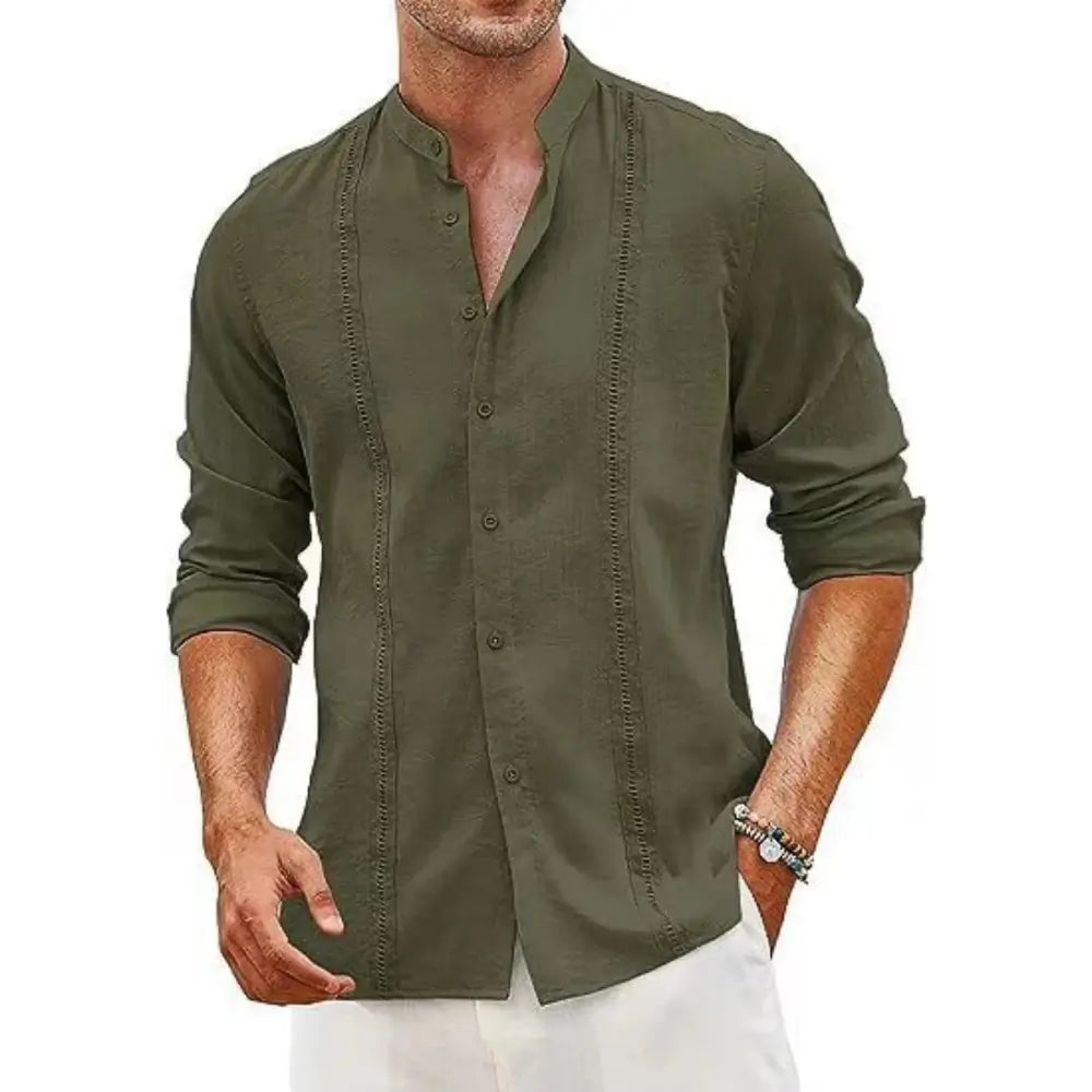 Camisa Masculina Casual Verão de manga longa 100% Algodão 