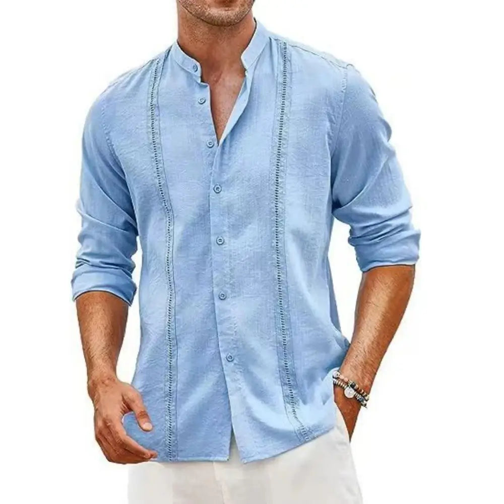 Camisa Masculina Casual Verão de manga longa 100% Algodão 