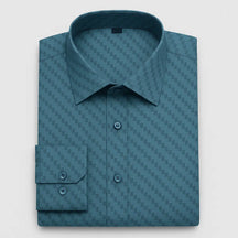 camisa masculina manga longa com fechamentos em botões e estampa geometrica