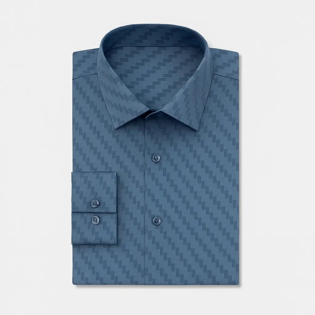 camisa masculina manga longa com fechamentos em botões e estampa geometrica