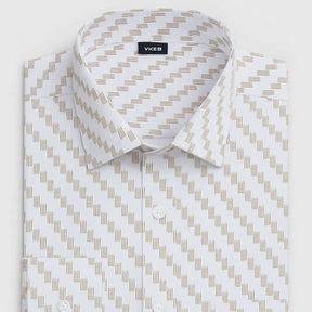 camisa masculina manga longa com fechamentos em botões e estampa geometrica
