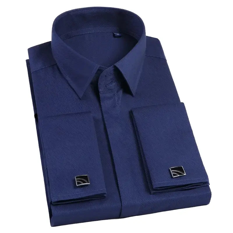 Camisa Social Masculina Business com abotoadeira de luxo e algodão premium