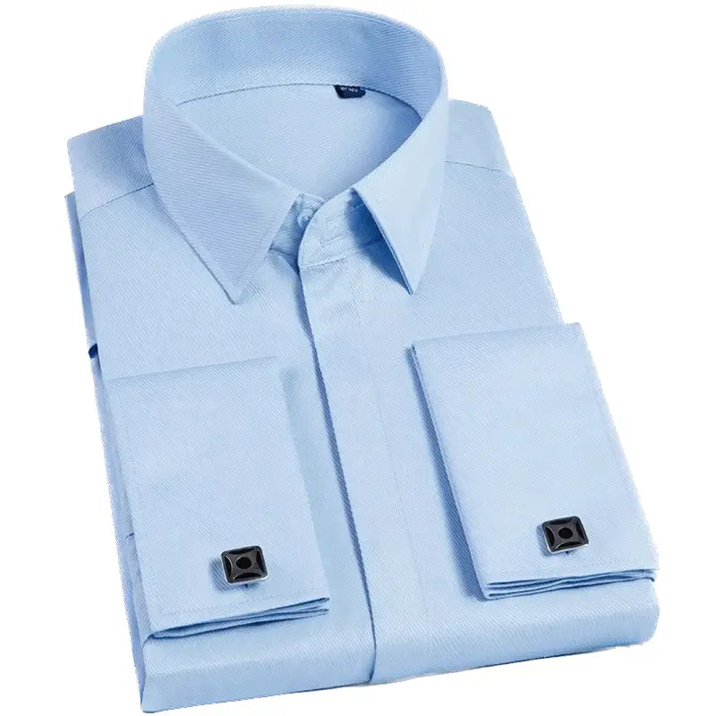 Camisa Social Masculina Business com abotoadeira de luxo e algodão premium