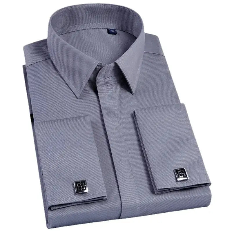 Camisa Social Masculina Business com abotoadeira de luxo e algodão premium