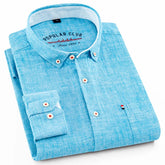 Camisa Masculina de Manga Longa em Algodão e Linho