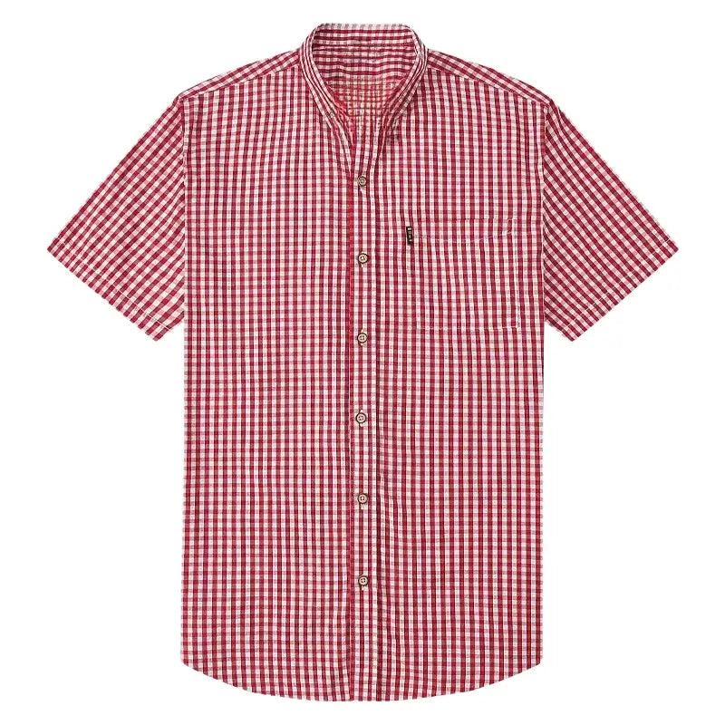 Camisa masculina com fechamento em botões e manga curta, modelagem que se adapta em qualquer corpo.