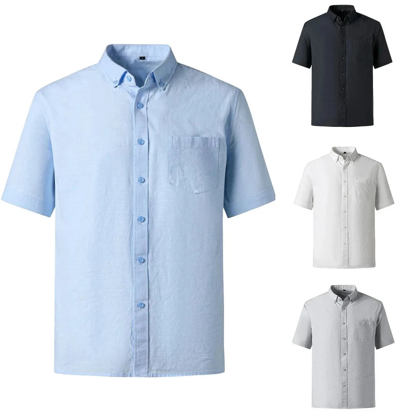 Camisa masculina com fechamento em botões e manga curta, modelagem que se adapta em qualquer corpo.