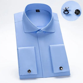 Camisa Social Masculina Business com abotoadeira de luxo e algodão premium