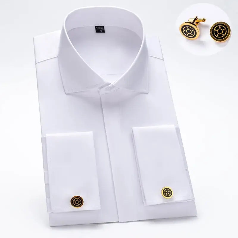 Camisa Social Masculina Business com abotoadeira de luxo e algodão premium