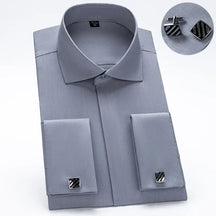 Camisa Social Masculina Business com abotoadeira de luxo e algodão premium