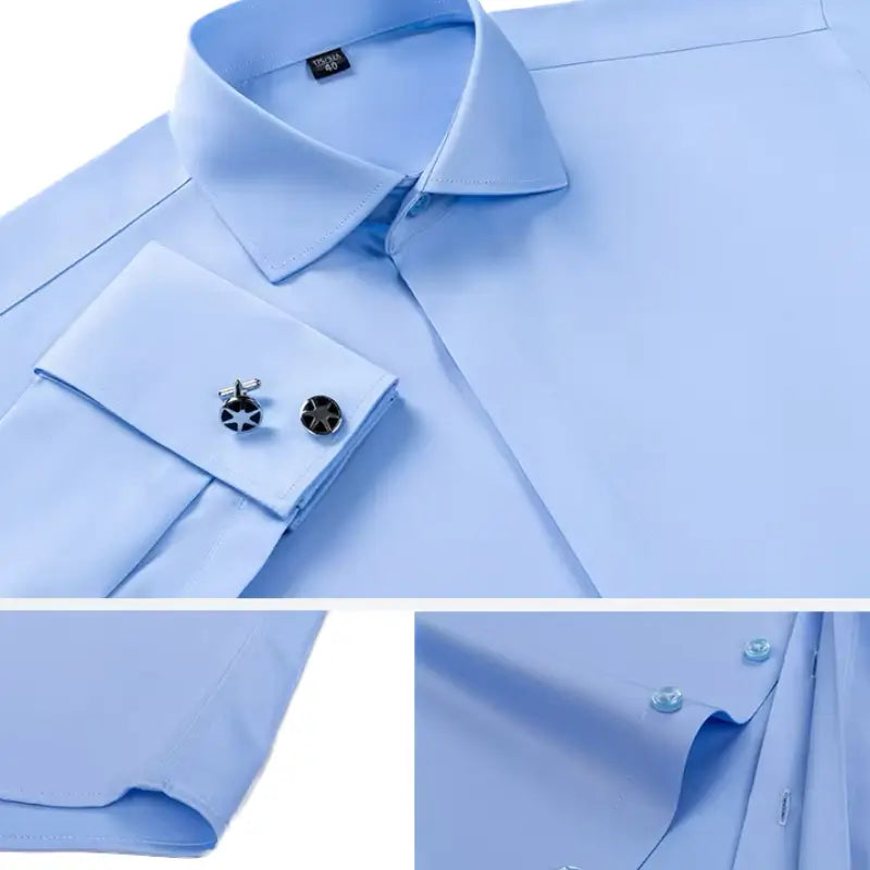 Camisa Social Masculina Business com abotoadeira de luxo e algodão premium