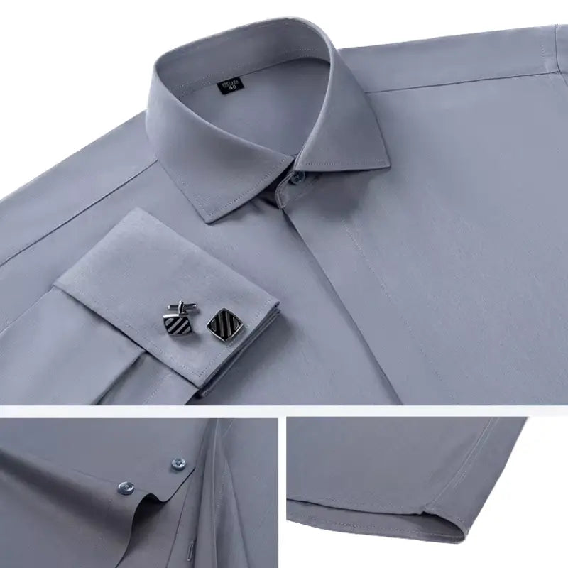 Camisa Social Masculina Business com abotoadeira de luxo e algodão premium