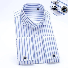 Camisa Social Masculina Business com abotoadeira de luxo e algodão premium