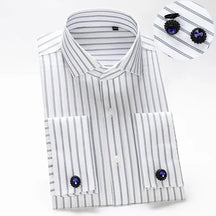 Camisa Social Masculina Business com abotoadeira de luxo e algodão premium