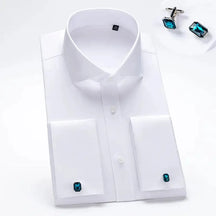 Camisa Social Masculina Business com abotoadeira de luxo e algodão premium