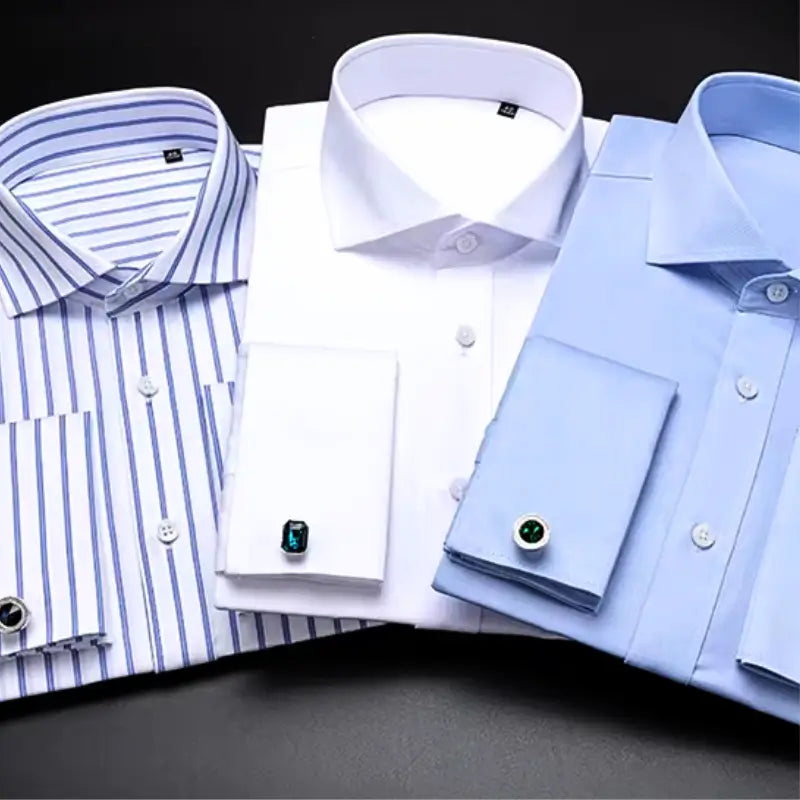 Camisa Social Masculina Business com abotoadeira de luxo e algodão premium