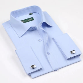 Camisa Social Masculina Business com abotoadeira de luxo e algodão premium