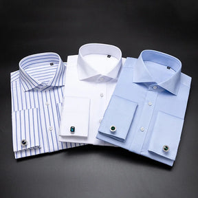 Camisa Social Masculina Business com abotoadeira de luxo e algodão premium
