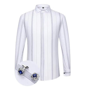 Camisa Social Masculina Business com abotoadeira de luxo e algodão premium
