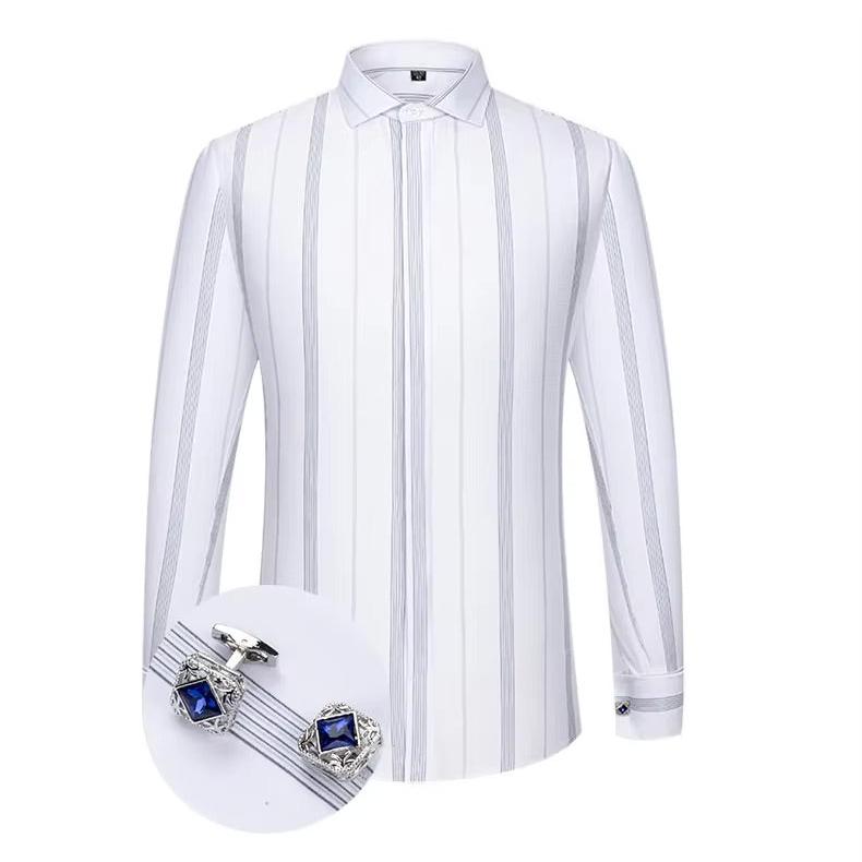 Camisa Social Masculina Business com abotoadeira de luxo e algodão premium
