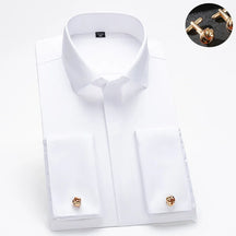 Camisa Social Masculina Business com abotoadeira de luxo e algodão premium
