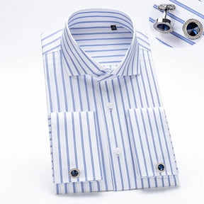 Camisa Social Masculina Business com abotoadeira de luxo e algodão premium
