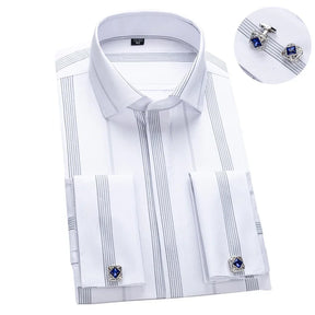 Camisa Social Masculina Business com abotoadeira de luxo e algodão premium
