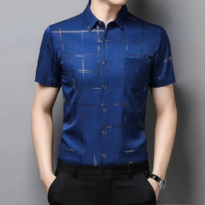 Camisa Social Masculina Elegance Manga Curta