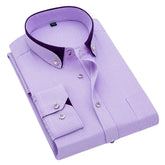 Camisa Social Masculina Listrada manga longa com fechamento em botões 