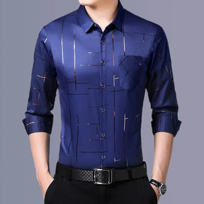 Camisa Social Masculina Elegance Manga Longa
