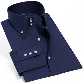 Camisa social Masculina manga longa com fechamento em botões e bolso no peito direito