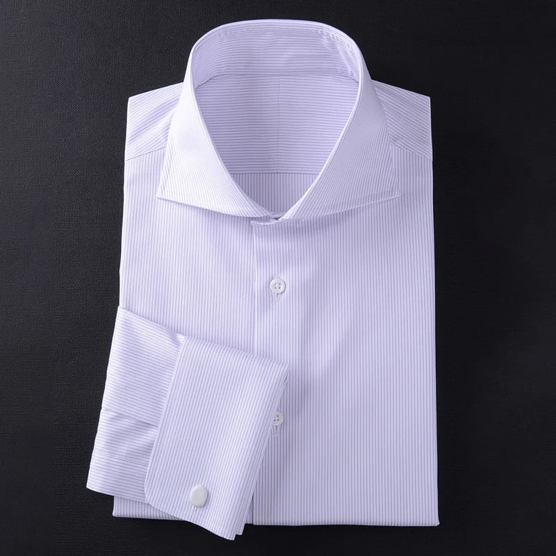 Camisa Social Masculina Business, manga longa com abotoadeira de luxo e composição de algodão egípcio