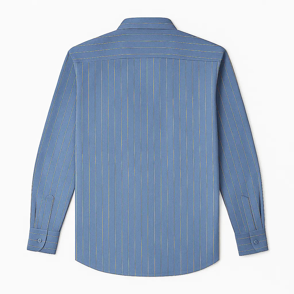 camisa social masculina oxford  em algodão, manga longa, gola estruturada e detalhe interno contrastante