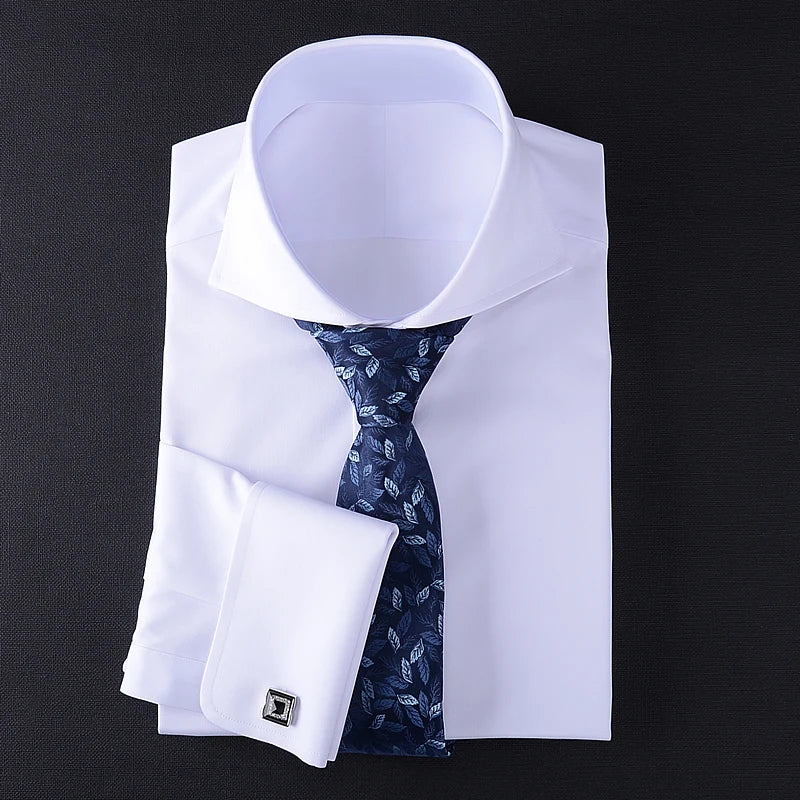 Camisa Social Masculina Business, manga longa com abotoadeira de luxo e composição de algodão egípcio