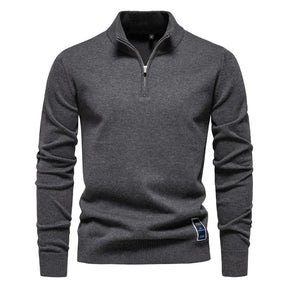 Look masculino moderno com suéter de zíper — moda outono inverno