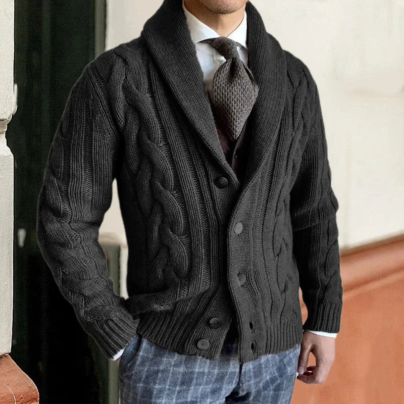 Cardigan Masculino Lapel Em Lã