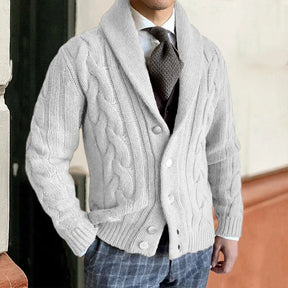 Cardigan Masculino Lapel Em Lã