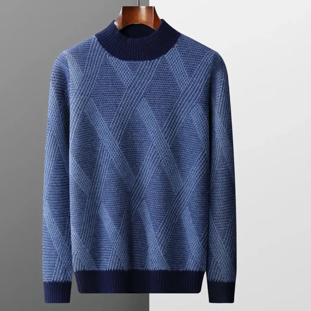 Suéter Masculino Geométrico em Lã Merino