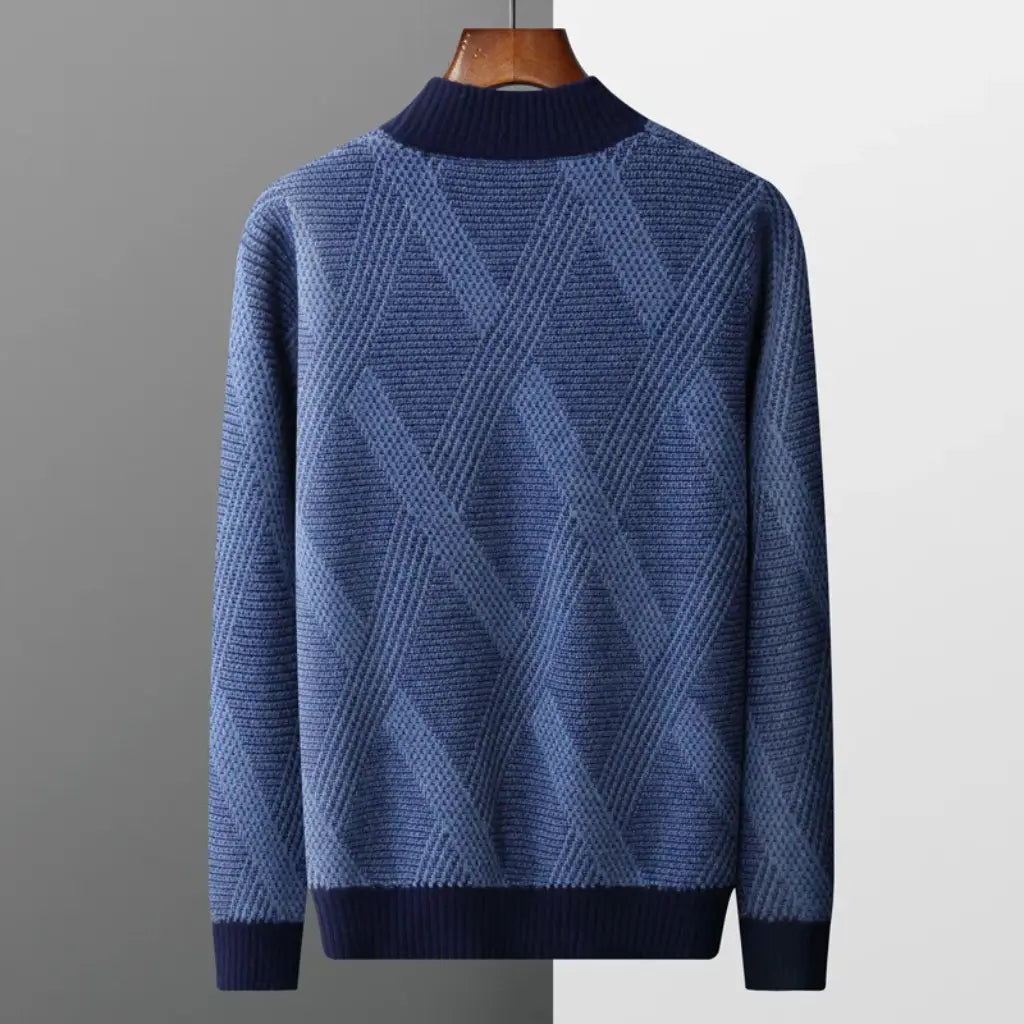 Suéter Masculino Geométrico em Lã Merino