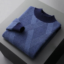 Suéter Masculino Geométrico em Lã Merino