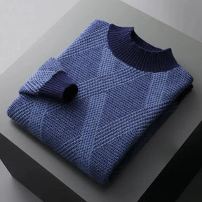 Suéter Masculino Geométrico em Lã Merino