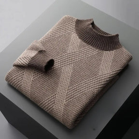 Suéter Masculino Geométrico em Lã Merino