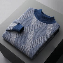 Suéter Masculino Geométrico em Lã Merino